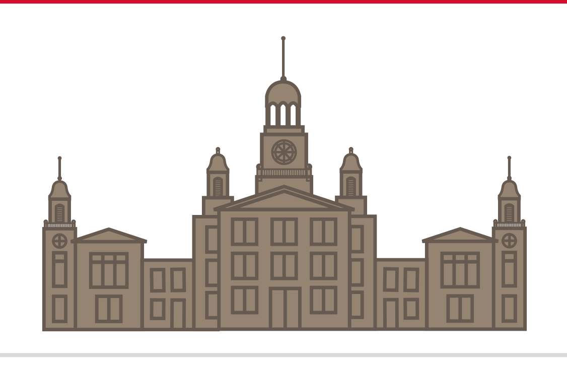 Old Main building illustration, color variant