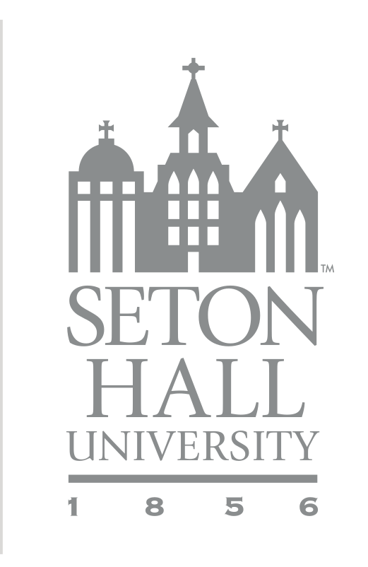 Seton Hall University logo, vertical, silver variant, cell 3