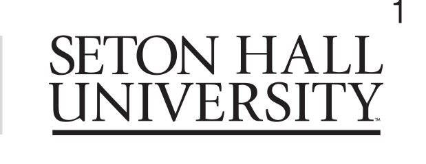 Seton Hall University wordmark, two-line, black variant, cell 16