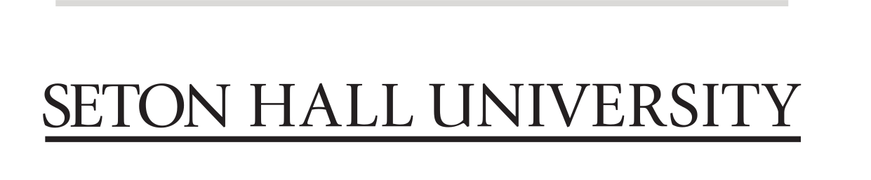 Seton Hall University wordmark, single-line, black variant, cell 19