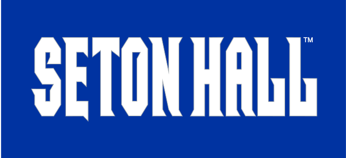 Seton Hall wordmark, white on blue variant, cell 31
