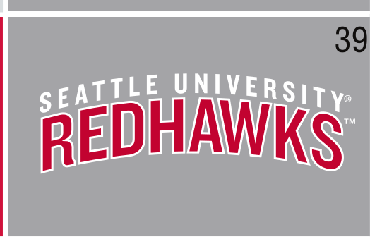 Seattle University Redhawks wordmark lockup, color on gray variant, cell 39