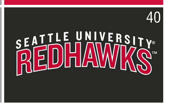 Seattle University Redhawks wordmark lockup, color on black variant, cell 40