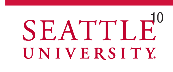 Seattle University wordmark, stacked, color on white variant, cell 109