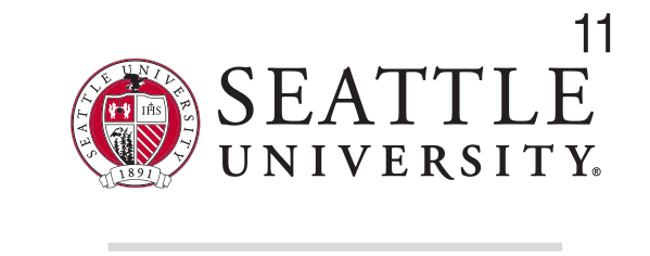 Seattle University seal lockup, horizontal, color on white variant, cell 117
