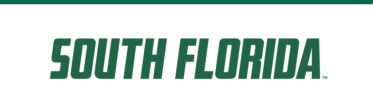 SOUTH FLORIDA wordmark, green/gold on white variant, cell 5