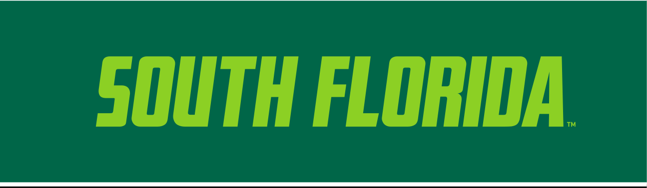 SOUTH FLORIDA wordmark, slime/gold on green variant, cell 8