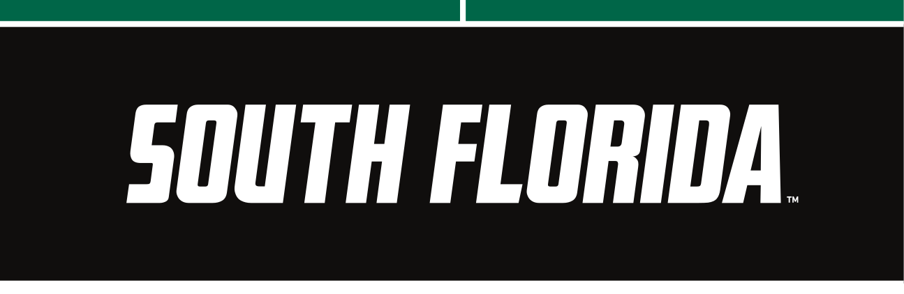 SOUTH FLORIDA wordmark, white/gold on black variant, cell 9