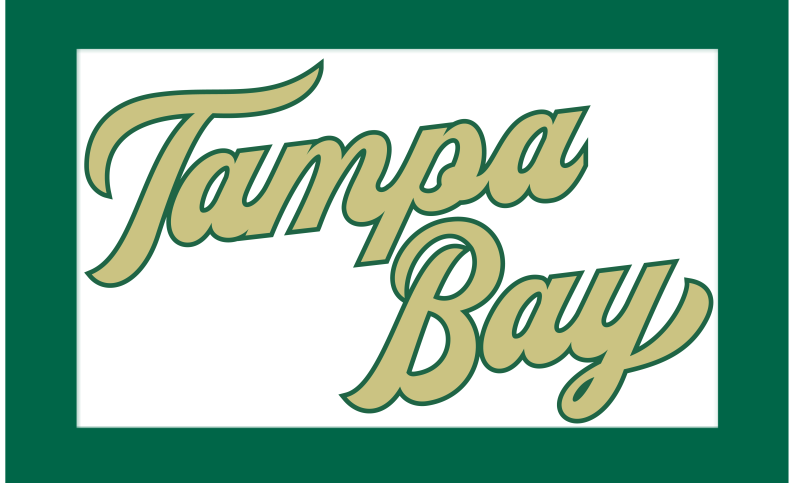 Tampa Bay Script Mark, gold with green outline variant, cell 45