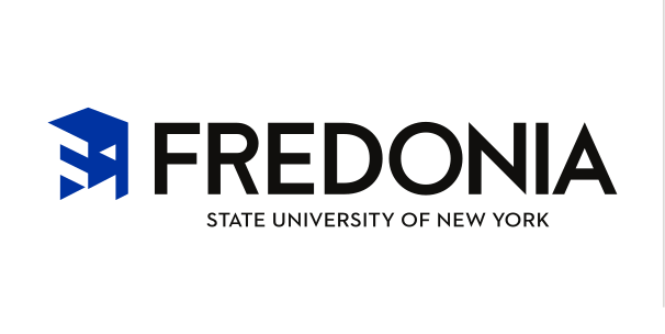 Fredonia University logo, stacked, color variant, cell 5