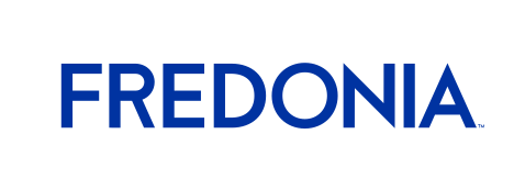 Fredonia wordmark, block, blue variant, cell 18