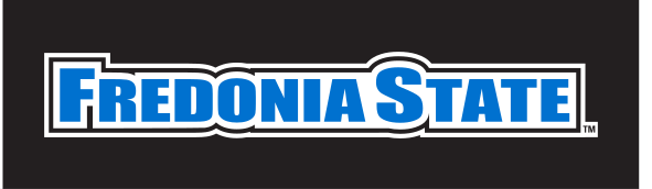 Fredonia State athletic wordmark, horizontal, white on black variant, cell 34