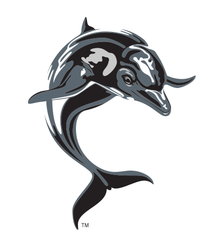 dolphin mascot, full color on white variant, cell 3