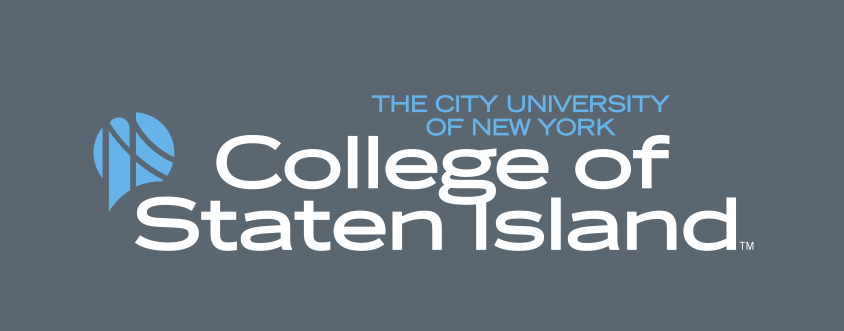 institutional mark, stacked, full color on dark gray variant, cell 8