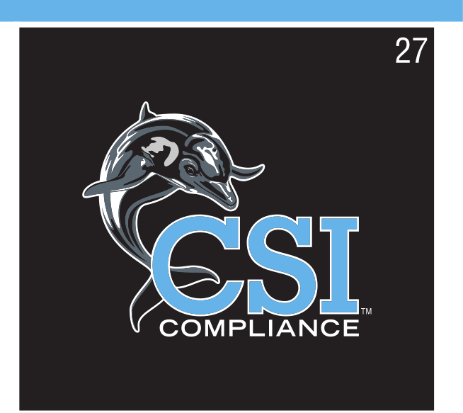 CSI dolphin logo, Compliance, black background variant, cell 27