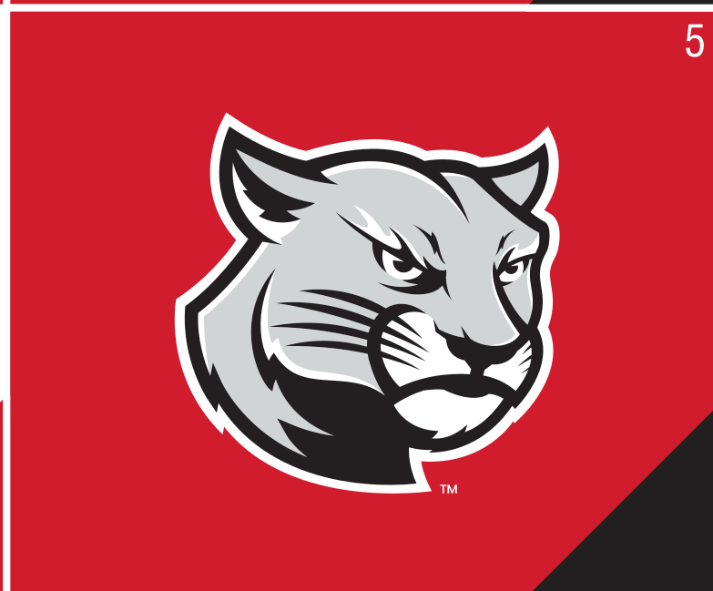 Cougar head logo, grey on red variant, cell 5