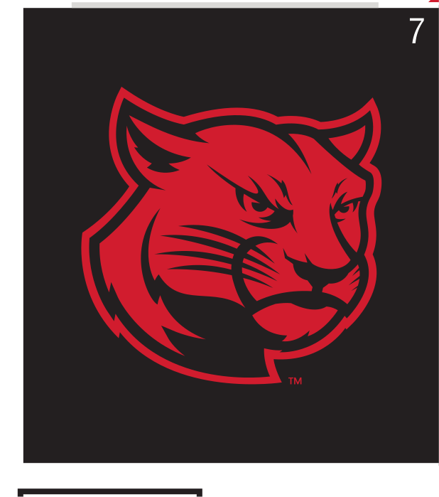 Cougar head logo, red/black on black variant, cell 7