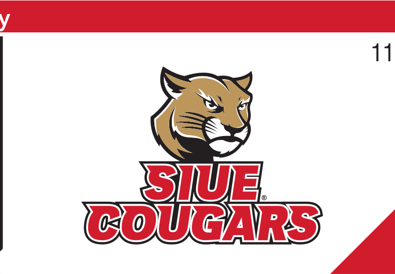 Cougar head logo with SIUE COUGARS wordmark, full color on white variant, cell 11
