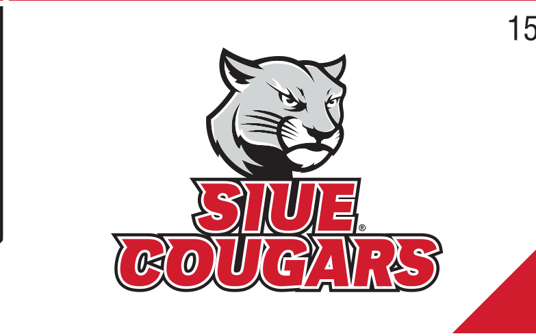 Cougar head logo with SIUE COUGARS wordmark, grey on white variant, cell 15