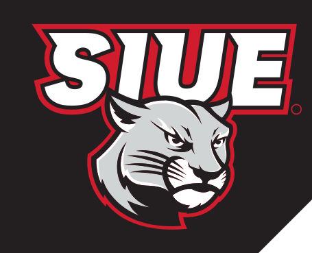 SIUE cougar logo, grayscale on split background variant, cell 30