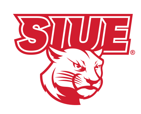 SIUE cougar logo, red outline on white variant, cell 34