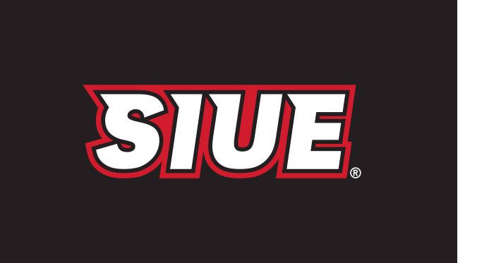 SIUE Spirit Mark, white/red on black variant, cell 46