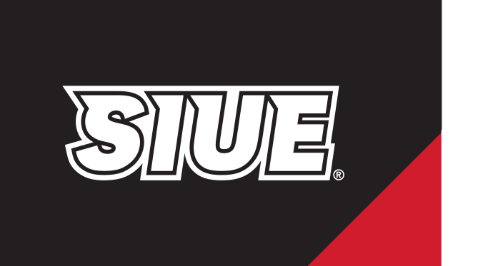 SIUE Spirit Mark, white/red on black variant, cell 49