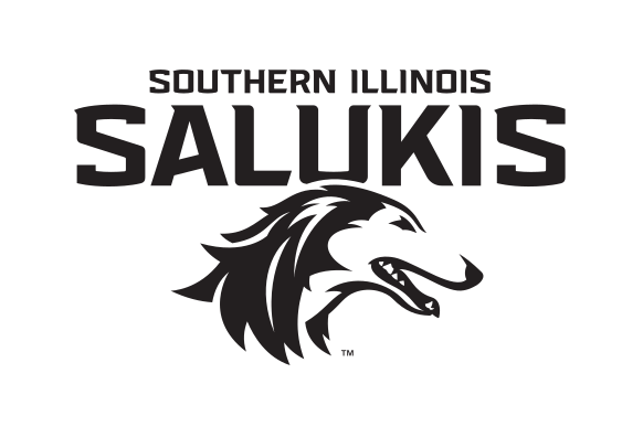 Southern Illinois Salukis primary logo, black/white on white variant, cell 5