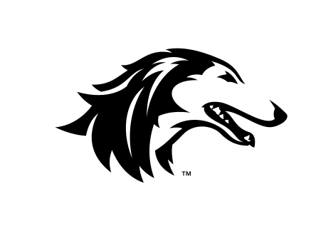 Saluki head mascot, black/white on white variant, cell 11