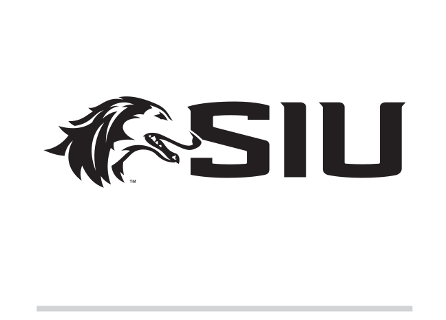 Saluki head with SIU wordmark, black variant, cell 29
