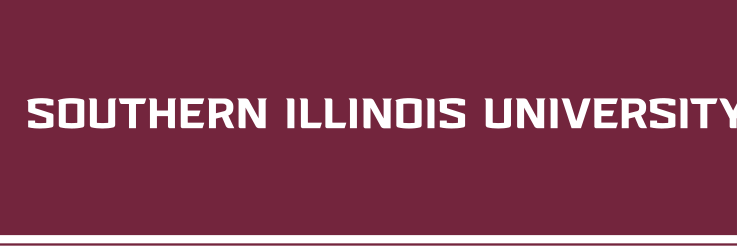 Southern Illinois University horizontal wordmark, white on maroon variant, cell 80
