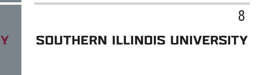 Southern Illinois University horizontal wordmark, black variant, cell 82
