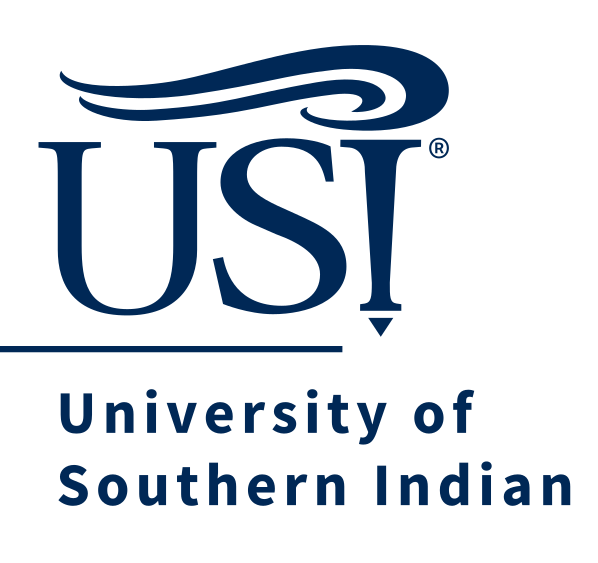 USI lettermark with wordmark, blue variant, cell 13