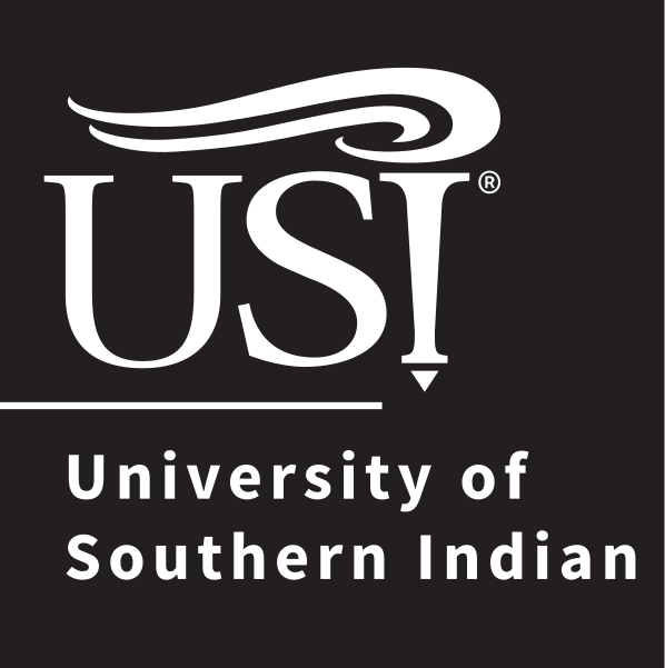USI lettermark with wordmark, reverse on black variant, cell 15