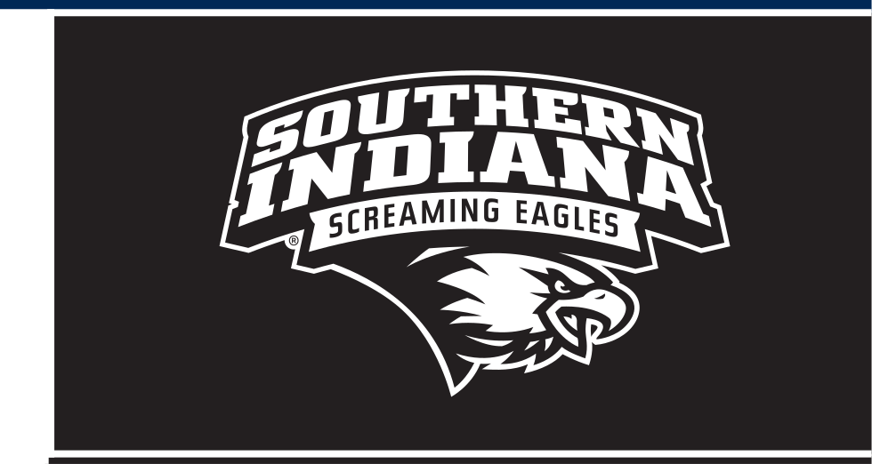 Southern Indiana Screaming Eagles logo, white on black variant, cell 25
