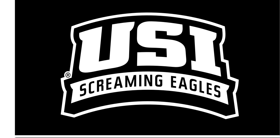 USI Screaming Eagles wordmark, white on black variant, cell 35