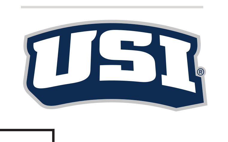 USI lettermark, navy and white on white variant, cell 36
