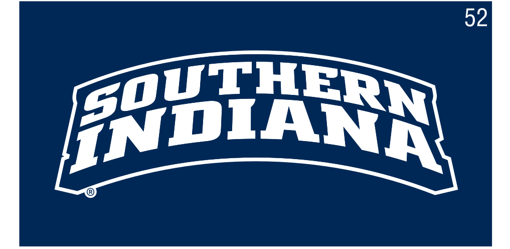 Southern Indiana wordmark, reverse on navy variant, cell 52