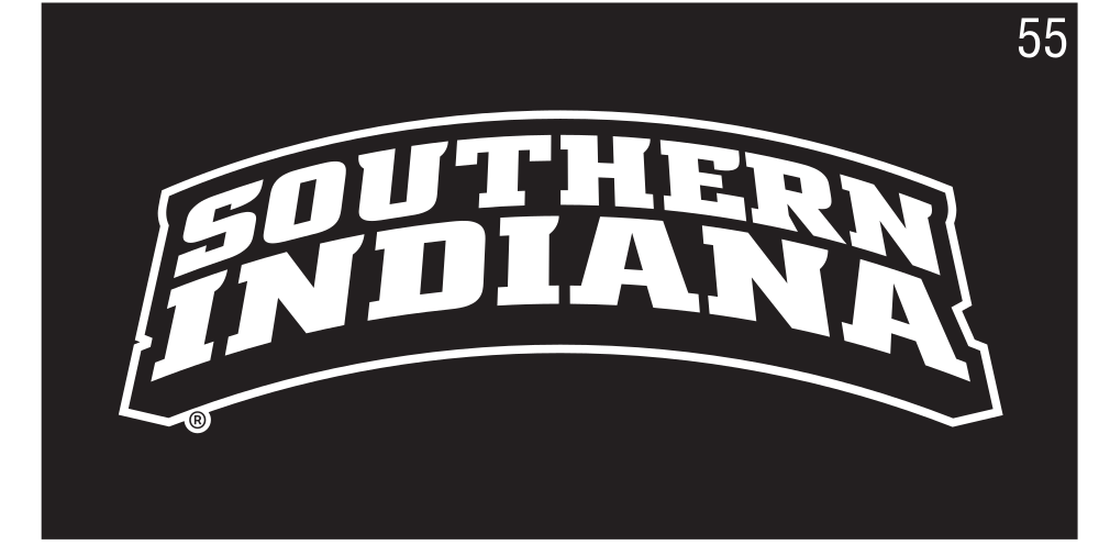 Southern Indiana wordmark, reverse on black variant, cell 55