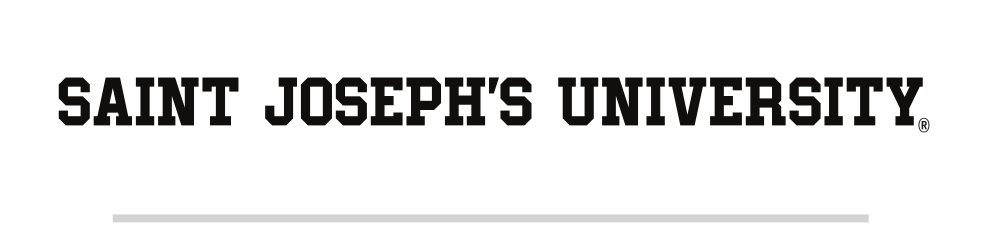 SAINT JOSEPH'S UNIVERSITY wordmark, black Joe College font variant, cell 29
