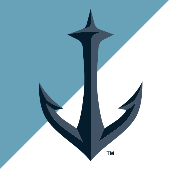 Seattle Kraken anchor logo, print version with R, split background variant