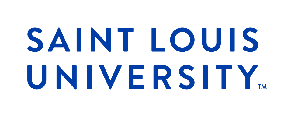 Saint Louis University, stacked wordmark, blue variant, cell 27
