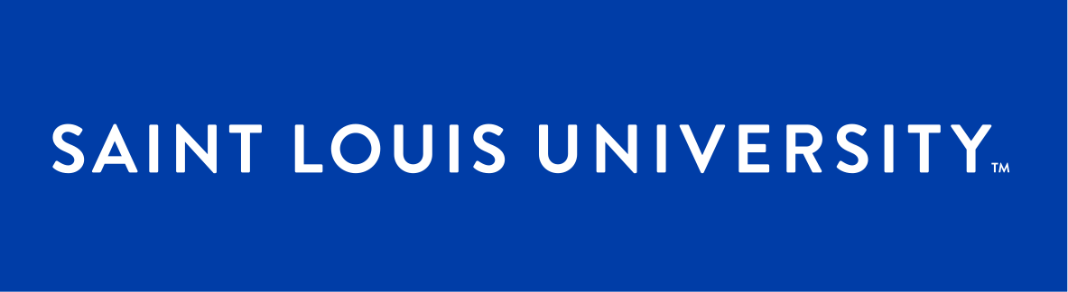 Saint Louis University, horizontal wordmark, white variant, cell 30