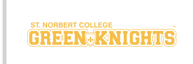 St. Norbert College Green Knights wordmark, gold/white variant, cell 11