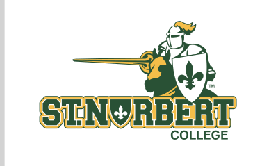 Green Knight head with college wordmark, green/gold variant, cell 22