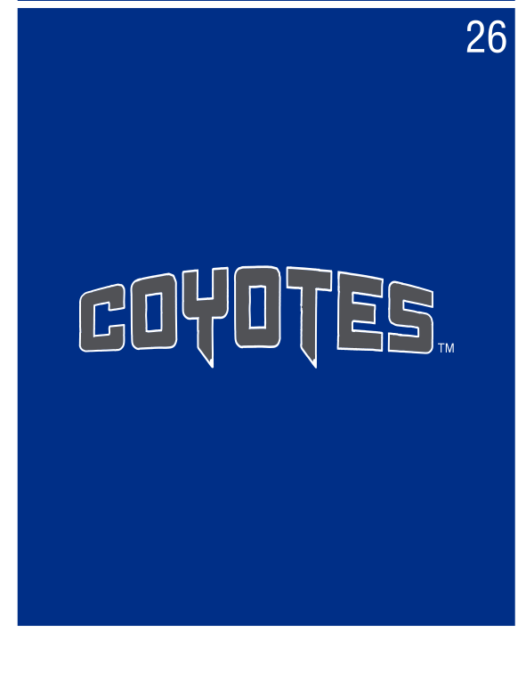 Coyotes wordmark, full color on blue variant, cell 26