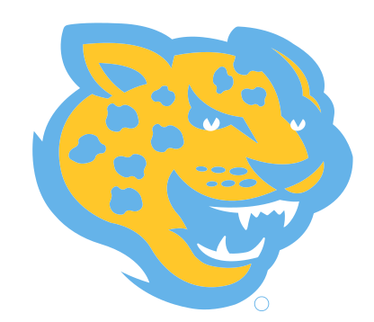 Jaguar head mascot, blue/gold variant, cell 3