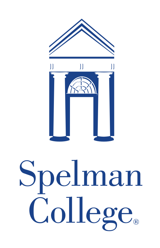 Spelman College institutional mark, vertical lockup, dark blue variant, cell 4