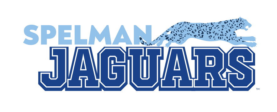 Spelman Jaguars wordmark with leaping jaguar, standard variant, cell 13