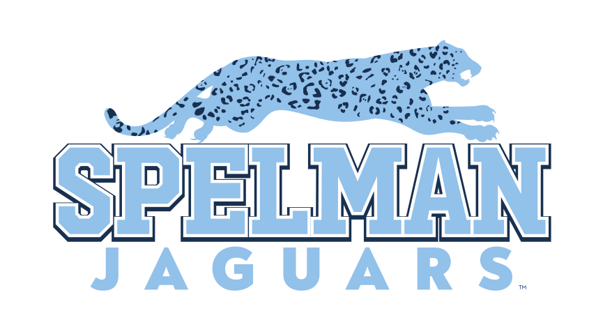 Spelman Jaguars wordmark with leaping jaguar, standard variant, cell 14